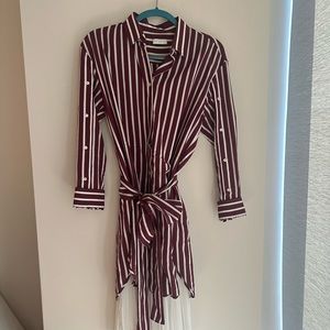 Sandro Melia Pleated Striped Shirt Dress